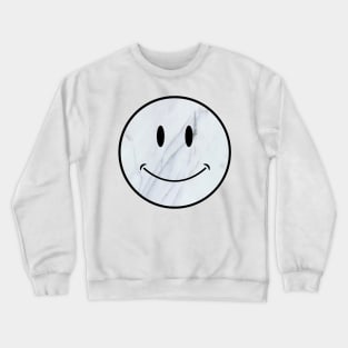 white and gray marble smiley face Crewneck Sweatshirt